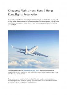 Cheapest Flights Hong Kong | Hong Kong flights Reservation‌