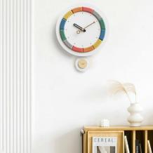 Colorful Wall Clock Macaron Colored Round Pendulum Clocks for Living Room - Warmly Life