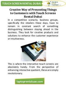 Creative Way of Presenting Things With Touch Screen Rental Dubai