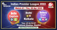 IPL 15 Delhi vs Kolkata live score and report 2022