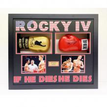 Double Boxing Glove Framing With 3D Text - Boxing Memorabilia Framing