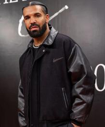 Drake Black Varsity Bomber Leather Jacket - usaleatherfirm