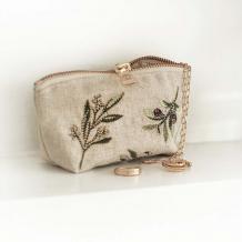 Olive Natural Linen Coin Purse