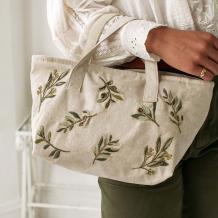 Olive Natural Linen Day Bag