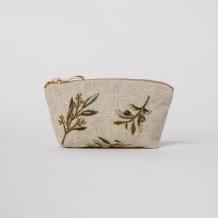 Olive Natural Linen Coin Purse