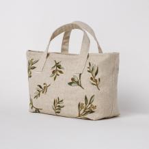 Olive Natural Linen Day Bag