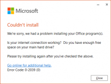 Error Code 0-2039 (0) For Office 2021