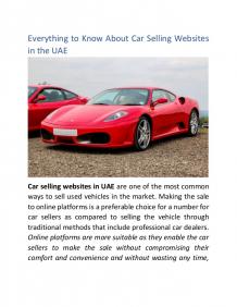 Everything to Know About Car Selling Websites in the UAE