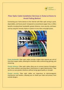 Fiber Optic Cable Installation Services in Dubai at Home to Avoid Falling Behind | PDF