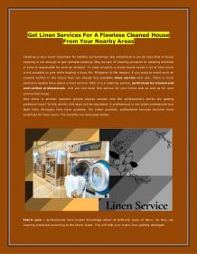 Get Linen Services For A Flawless Cleaned House From Your Nearby Areas