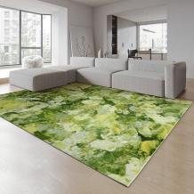 Green Area Rug Paint Style Natural Green Plant Flower Pattern Interior Carpets - Warmly Home