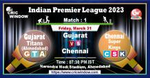 IPL 16 GT vs CSK match1 live scorecard - cricwindow.com 