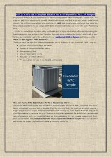 How Can You Get a Complete Solution for Your Residential HVAC in Temp…