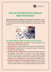 How Can You Optimize Your Laptop for Better Performance? | PDF