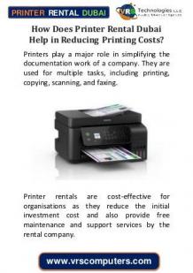 How Does Printer Rental Dubai Help in Reducing Printing Costs?