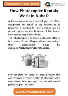 How Photocopier Rentals Work in Dubai?
