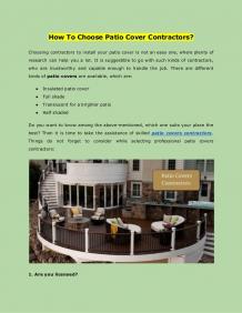 How to choose patio cover contractors