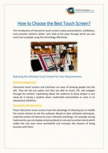 How to Choose the Best Touch Screen Displays?