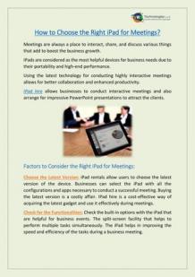 How to Choose the Right iPad for Meetings?
