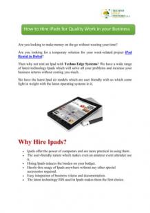 How to Hire iPads for Quality Work in your Business