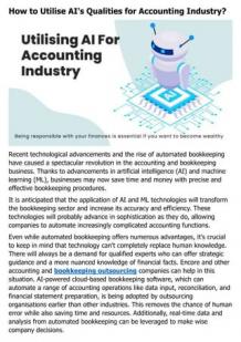How to Utilise AI's Qualities For Accounting Industry