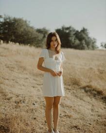 White Linen Dress Short Sleeve Dress Linen Short Dress