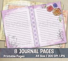 Junk Journal Pages Vintage Style Lined Paper Set of 8 - Etsy