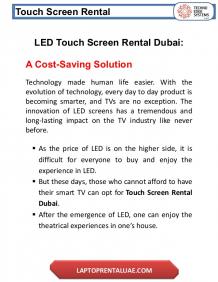 Interactive Touch Screen Rental with Installation in Dubai, UAE