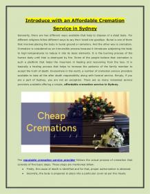 Introduce with an Affordable Cremation Service in Sydney