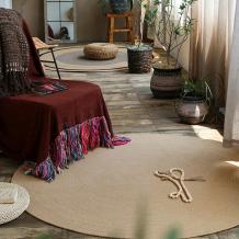 Japan Style Carpets Brown Durable Jute Round Area Rugs for Living Room - Warmly Home