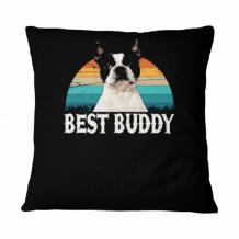 Boston Terrier Best Buddy Vintage Retro Cute Dog Pillow | TeeShirt21