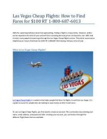 Las Vegas Cheap Flights How to Find Fares for $100 RT 1-800-687-6013