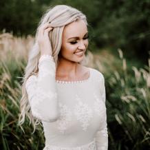 Lisa Lace Boho Modest Wedding Dress | Dreamers and Lovers