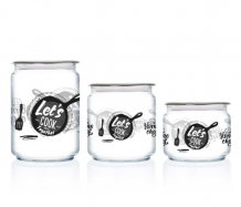 Luminarc 3pcs Decorative Lets Cook Jar - (large, Medium & Small size jars)
