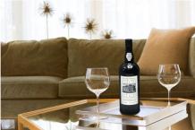 Malvasia wine bottle on a table