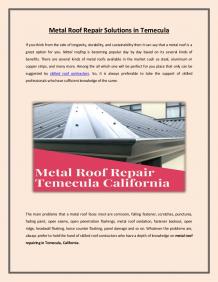 Metal Roof Repair Solutions in Temecula
