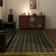 Mid-century Modern Rug Vintage Dark Green Area Carpets for Living Room Decor - Warmly Home