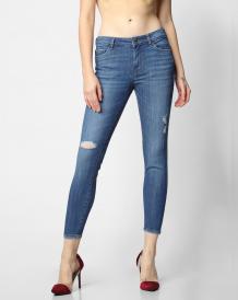 Mid Rise Distressed Skinny Jeans For Girls