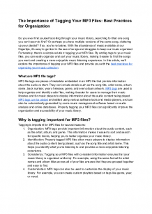 (DOC) The Importance of Tagging Your MP3 Files Best Practices for Organization | Priyanshu Pandey - Academia.edu