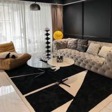 Modern Black Rug Geometric Bauhaus Style Area Carpets for Contemporary Home Interior - Warmly Home