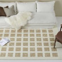 Modern Cream Rug Geometric Check Wool Area Carpets Flooring Decor - Warmly Home