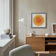 Modern Square Wall Clock Orange Colored Sunset Checkerboard Design Interior Watch - Warmly Life