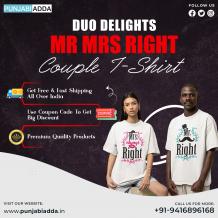 Perfect Mr Mrs Right Couple T Shirt Online at Punjabi Adda