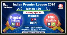 IPL Mumbai vs Delhi live score and Report