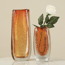 Orange Glass Vase Unique Design Modern Flower Pot - Warmly Design