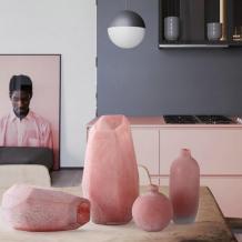Glass Pink Vase Unique Geometric Shaped Flower Vases Decor - Warmly Design
