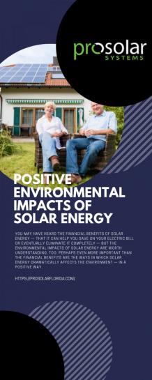 Positive Environmental Impacts of Solar Energy | ProSolar Florida