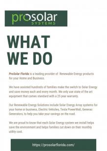 ProSolar Florida is a Leading Provider of  Renewable Energy Products