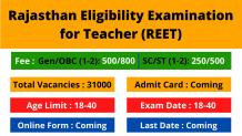 REET Exam 2021: Admit Card | Answer Key | Result and Important Dates