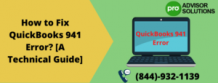 How to Fix QuickBooks 941 Error? [A Technical Guide] - AtoAllinks